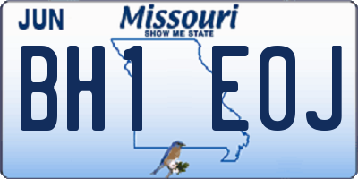 MO license plate BH1E0J