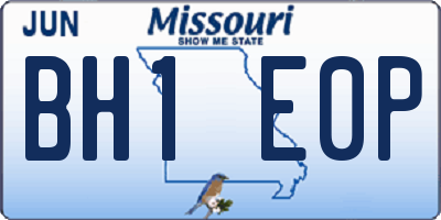 MO license plate BH1E0P