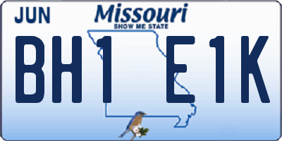 MO license plate BH1E1K