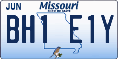 MO license plate BH1E1Y