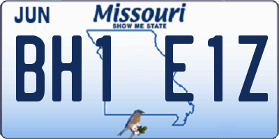 MO license plate BH1E1Z