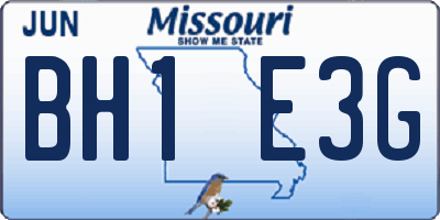 MO license plate BH1E3G