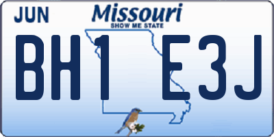 MO license plate BH1E3J