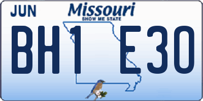 MO license plate BH1E3O