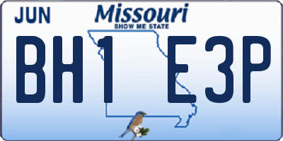 MO license plate BH1E3P