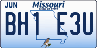 MO license plate BH1E3U