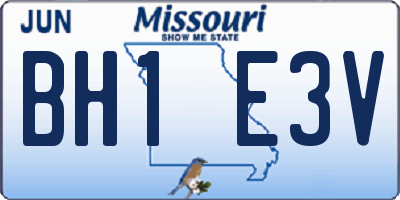 MO license plate BH1E3V
