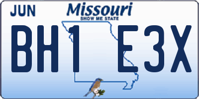 MO license plate BH1E3X