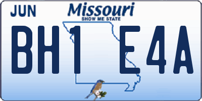 MO license plate BH1E4A