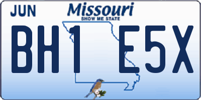 MO license plate BH1E5X