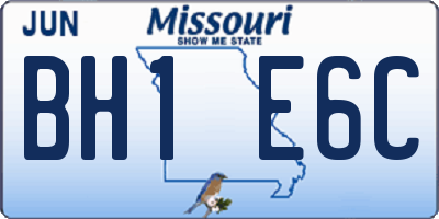 MO license plate BH1E6C