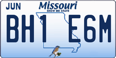 MO license plate BH1E6M