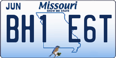 MO license plate BH1E6T
