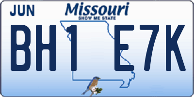 MO license plate BH1E7K