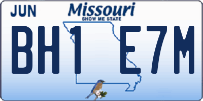 MO license plate BH1E7M