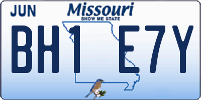 MO license plate BH1E7Y