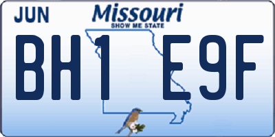 MO license plate BH1E9F
