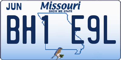 MO license plate BH1E9L