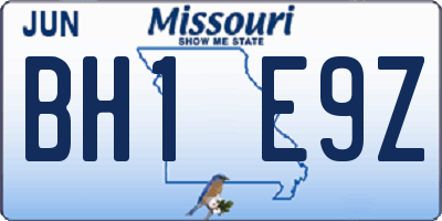 MO license plate BH1E9Z