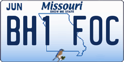 MO license plate BH1F0C