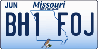 MO license plate BH1F0J