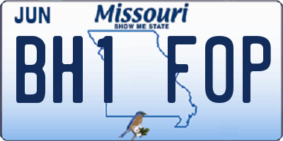 MO license plate BH1F0P