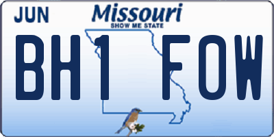 MO license plate BH1F0W