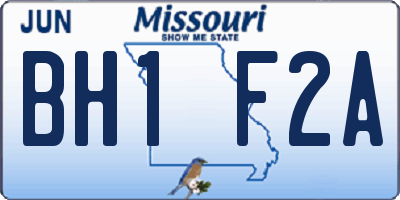 MO license plate BH1F2A