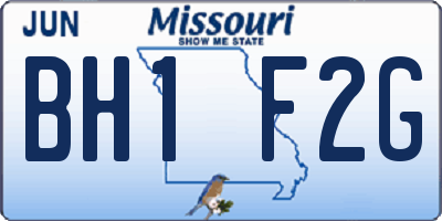 MO license plate BH1F2G