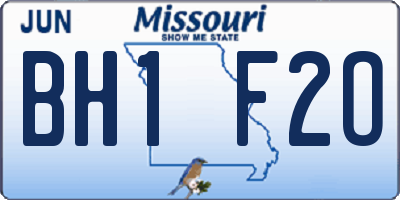 MO license plate BH1F2O