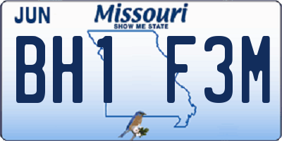 MO license plate BH1F3M