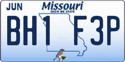 MO license plate BH1F3P