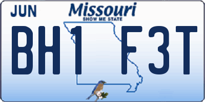 MO license plate BH1F3T