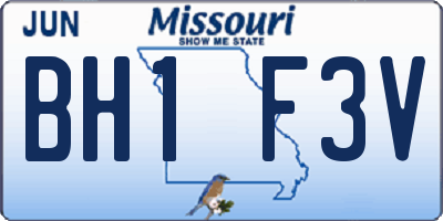 MO license plate BH1F3V