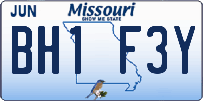 MO license plate BH1F3Y