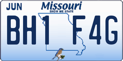 MO license plate BH1F4G