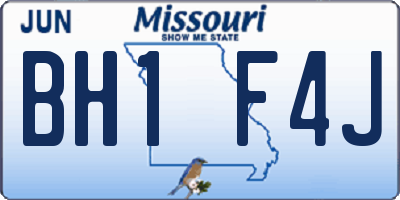 MO license plate BH1F4J