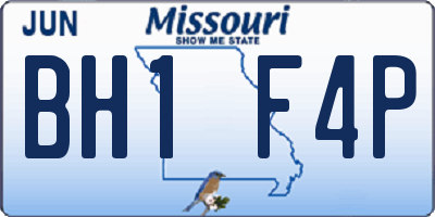 MO license plate BH1F4P