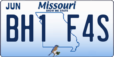 MO license plate BH1F4S