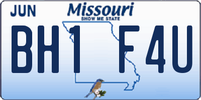 MO license plate BH1F4U