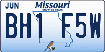 MO license plate BH1F5W