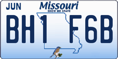 MO license plate BH1F6B
