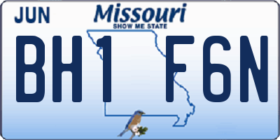 MO license plate BH1F6N