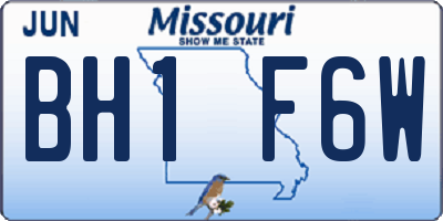 MO license plate BH1F6W