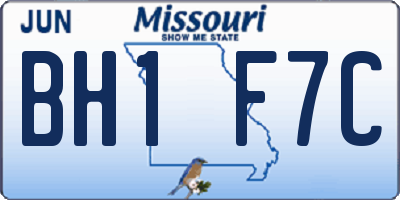 MO license plate BH1F7C