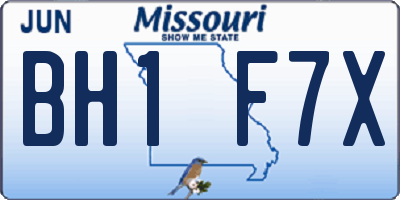 MO license plate BH1F7X