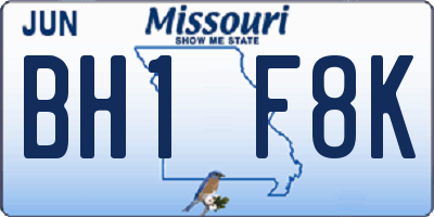 MO license plate BH1F8K