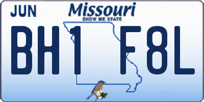 MO license plate BH1F8L