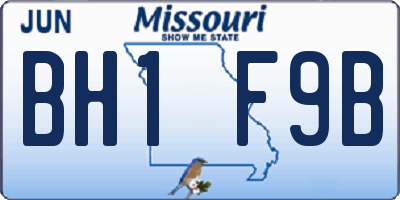 MO license plate BH1F9B