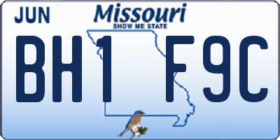 MO license plate BH1F9C